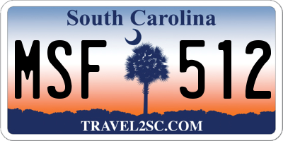 SC license plate MSF512