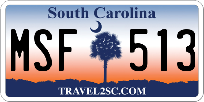 SC license plate MSF513