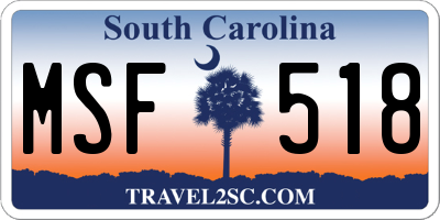 SC license plate MSF518