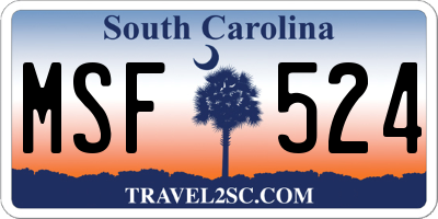 SC license plate MSF524