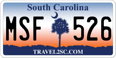SC license plate MSF526
