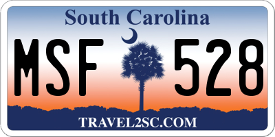 SC license plate MSF528