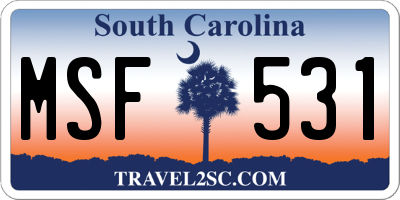 SC license plate MSF531