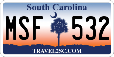 SC license plate MSF532