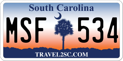 SC license plate MSF534