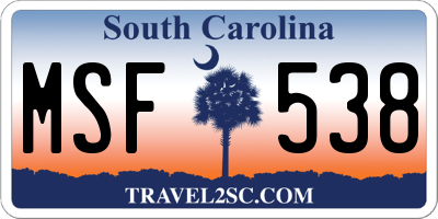 SC license plate MSF538