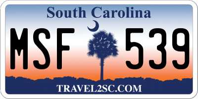 SC license plate MSF539