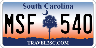 SC license plate MSF540