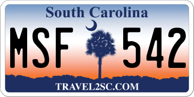 SC license plate MSF542