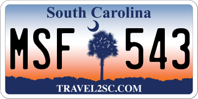 SC license plate MSF543