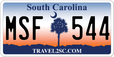 SC license plate MSF544