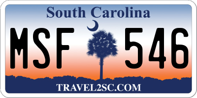 SC license plate MSF546