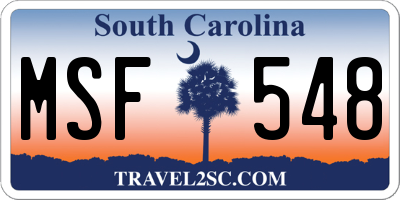 SC license plate MSF548