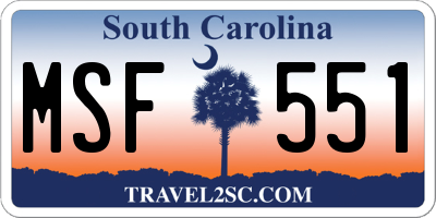 SC license plate MSF551