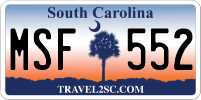 SC license plate MSF552
