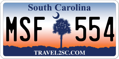 SC license plate MSF554