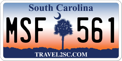 SC license plate MSF561