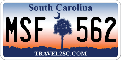 SC license plate MSF562