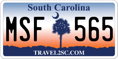 SC license plate MSF565