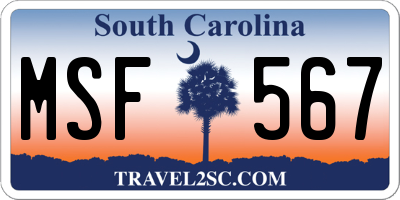 SC license plate MSF567