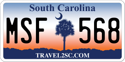 SC license plate MSF568
