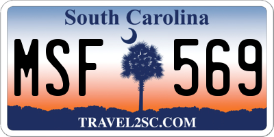 SC license plate MSF569