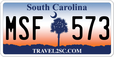 SC license plate MSF573