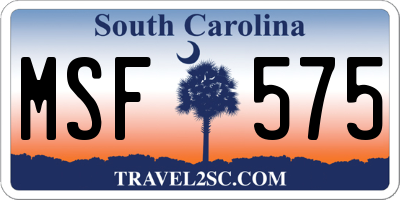 SC license plate MSF575
