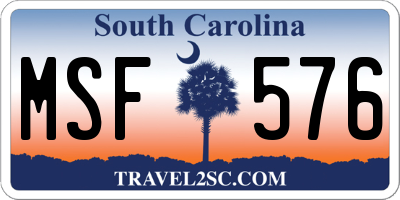 SC license plate MSF576