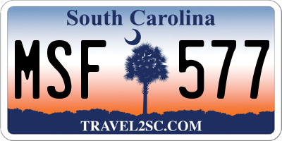 SC license plate MSF577