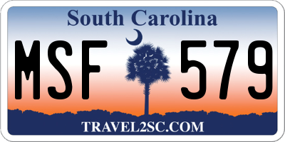 SC license plate MSF579