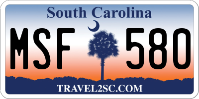 SC license plate MSF580