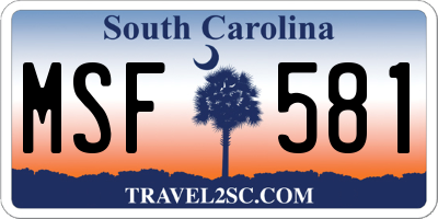SC license plate MSF581