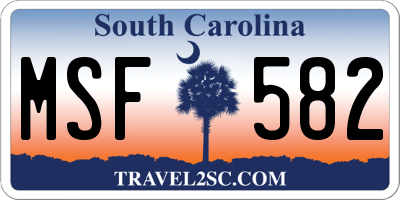 SC license plate MSF582