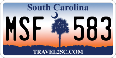 SC license plate MSF583