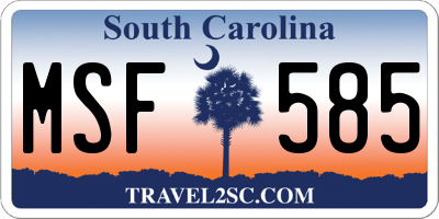 SC license plate MSF585