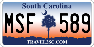 SC license plate MSF589