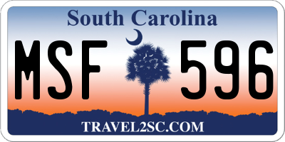 SC license plate MSF596