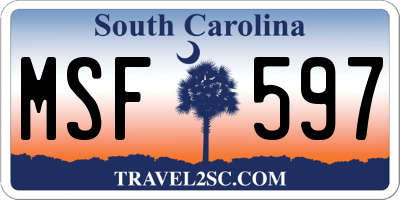 SC license plate MSF597