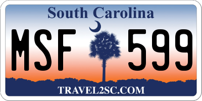 SC license plate MSF599
