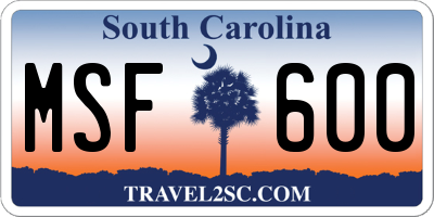 SC license plate MSF600