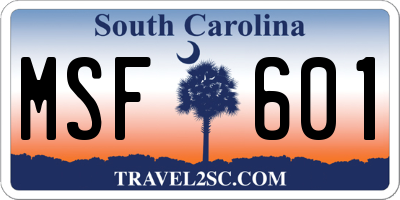 SC license plate MSF601