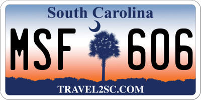 SC license plate MSF606