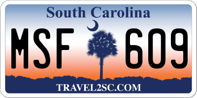 SC license plate MSF609