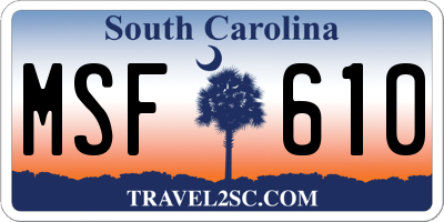 SC license plate MSF610