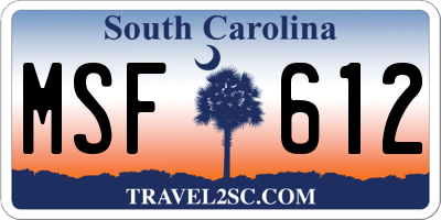 SC license plate MSF612