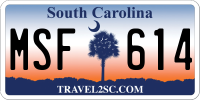 SC license plate MSF614
