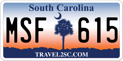 SC license plate MSF615