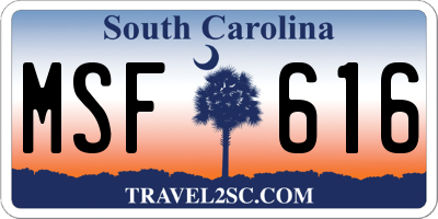 SC license plate MSF616