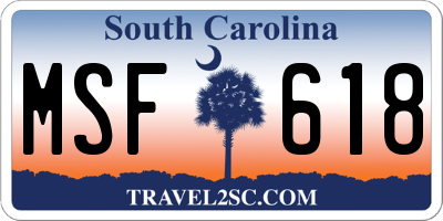 SC license plate MSF618